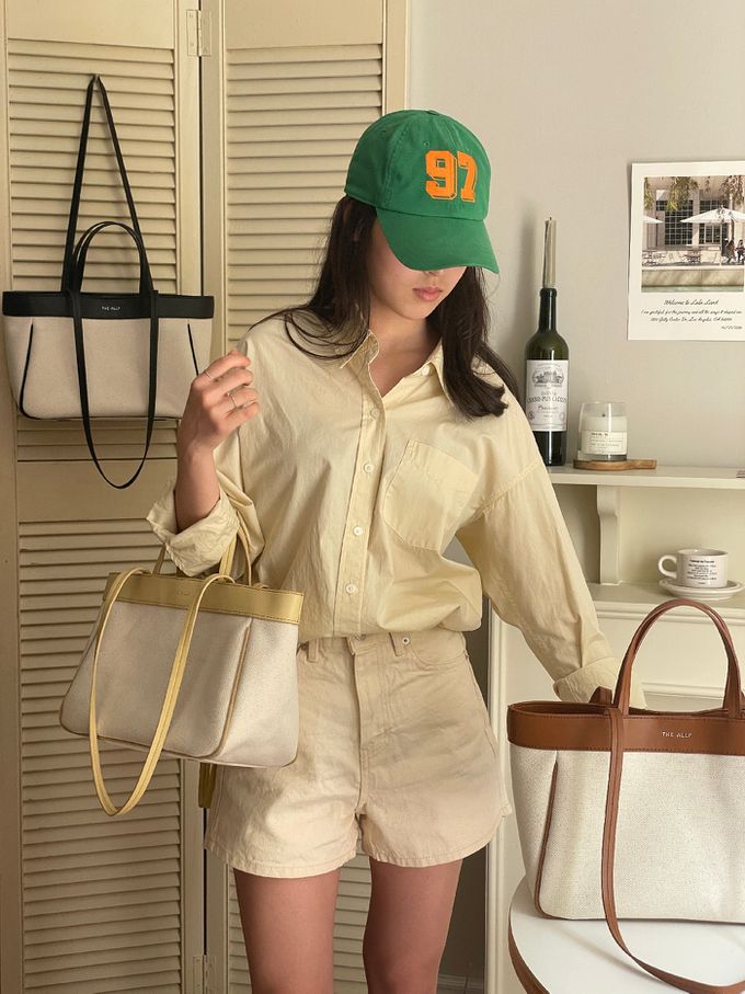 韓國 THEALLY - 經典帆布包手提/肩背包-黑