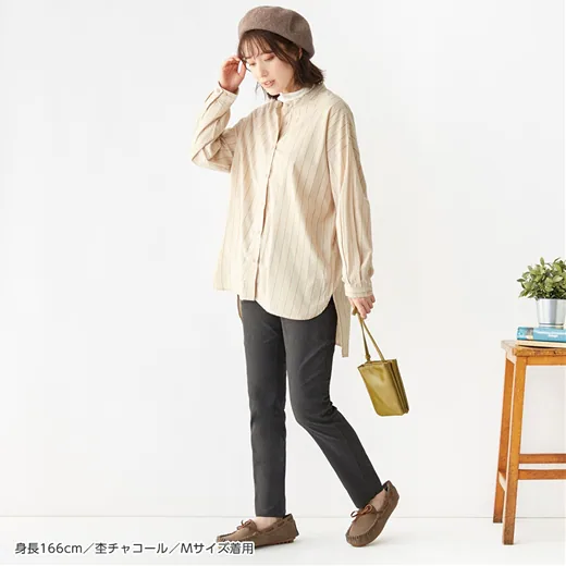 日本 BELLUNA - 簡約彈性美腿長褲-丹寧藍