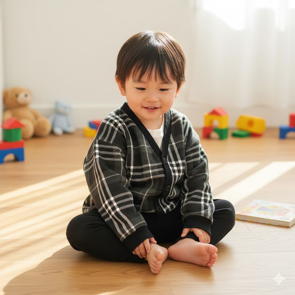 開襟外套-毛圈布-黑色