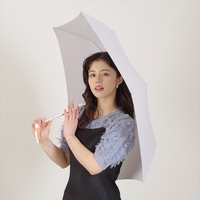 日本 nifty colors - 超撥水 抗UV輕量 晴雨兩用耐風折疊傘-素面-冰河灰 (直徑98cm/198g)-90.00%