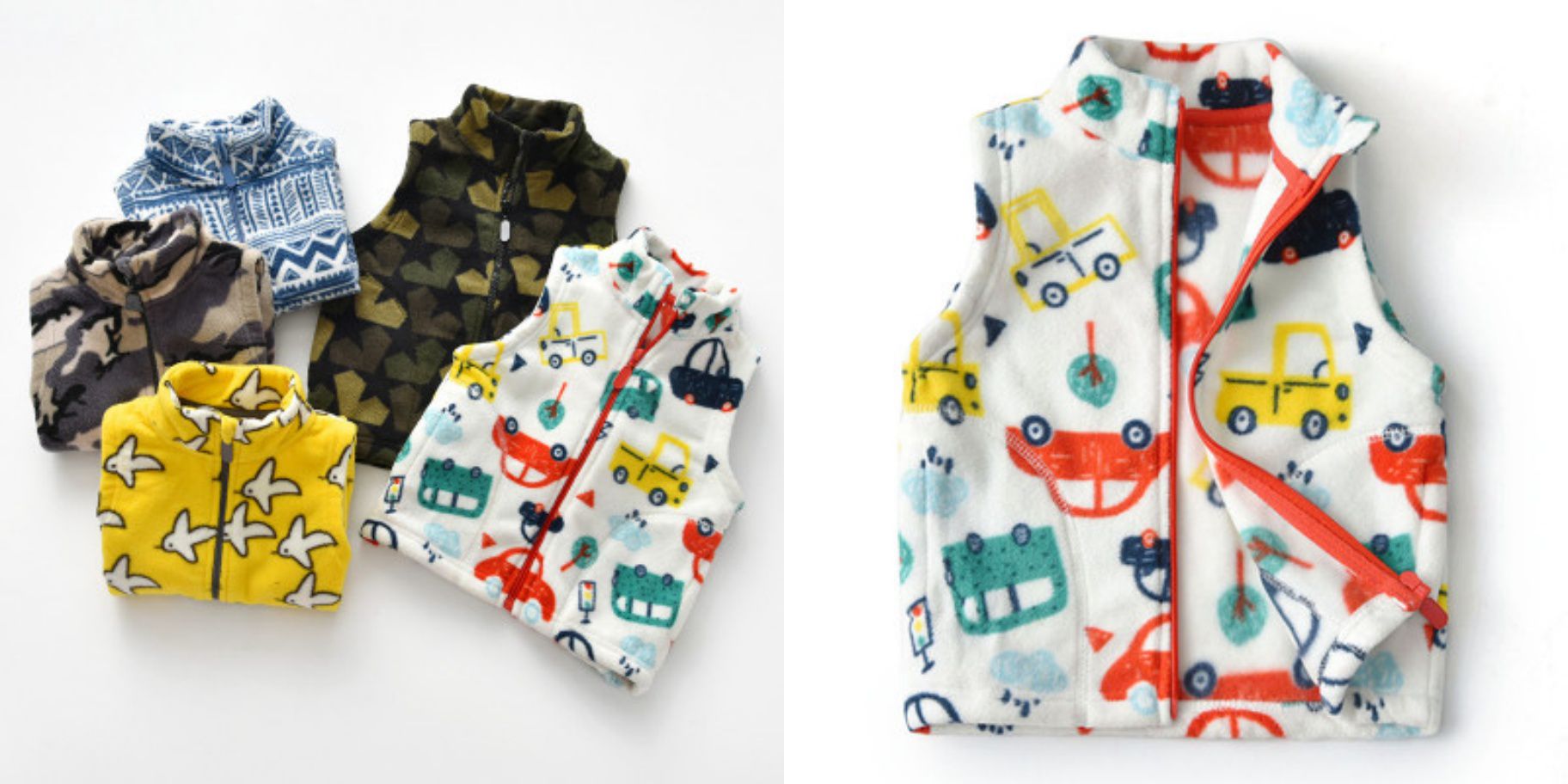 Fleece搖粒絨兒童背心(溫暖加絨)-粉色豹紋