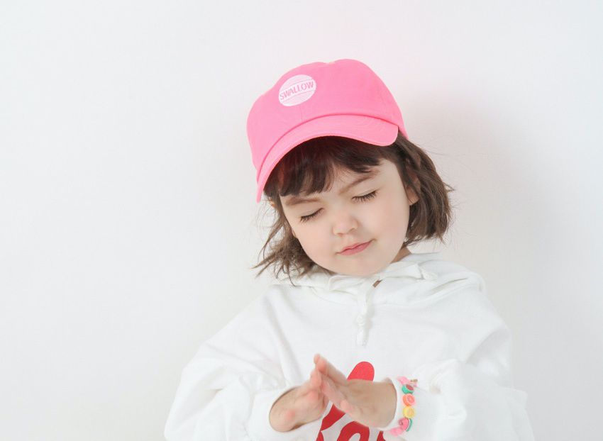 韓國 Babyblee - 字母徽章純色棒球帽-杏 (頭圍：51-55cm)