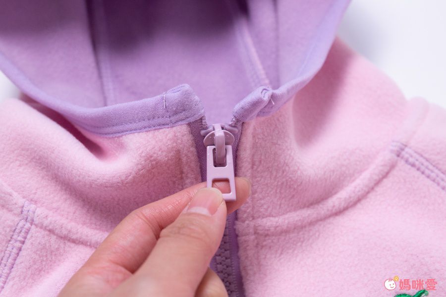 MAMDADKIDS - 搖粒絨連帽保暖外套-淺藍色x灰色