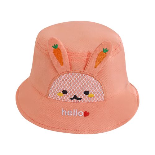 JoyNa - 兒童遮陽帽 寶寶漁夫帽 防曬帽 卡通蘿蔔兔-橘色