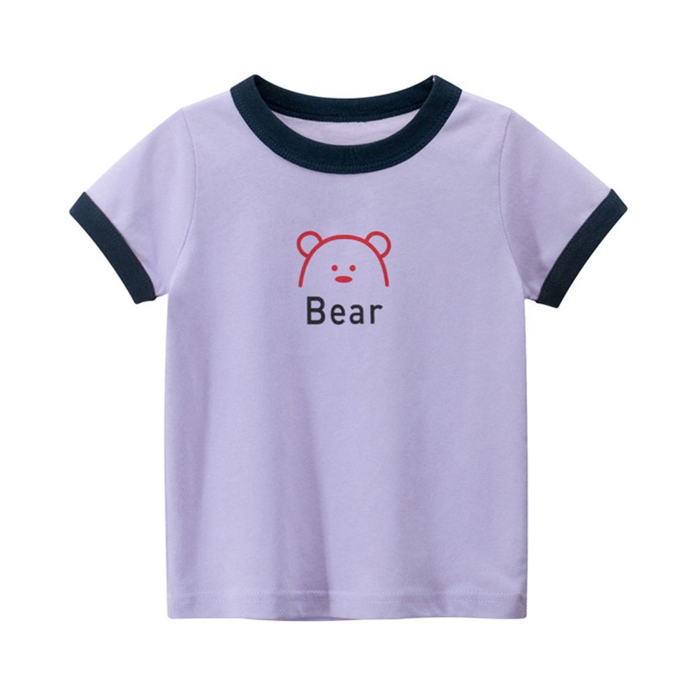 純棉短袖上衣-Bear小熊-淺紫色