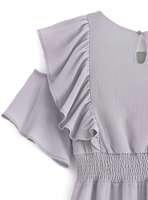 日本 GRL - 優雅剪裁收腰雪紡洋裝-深藍