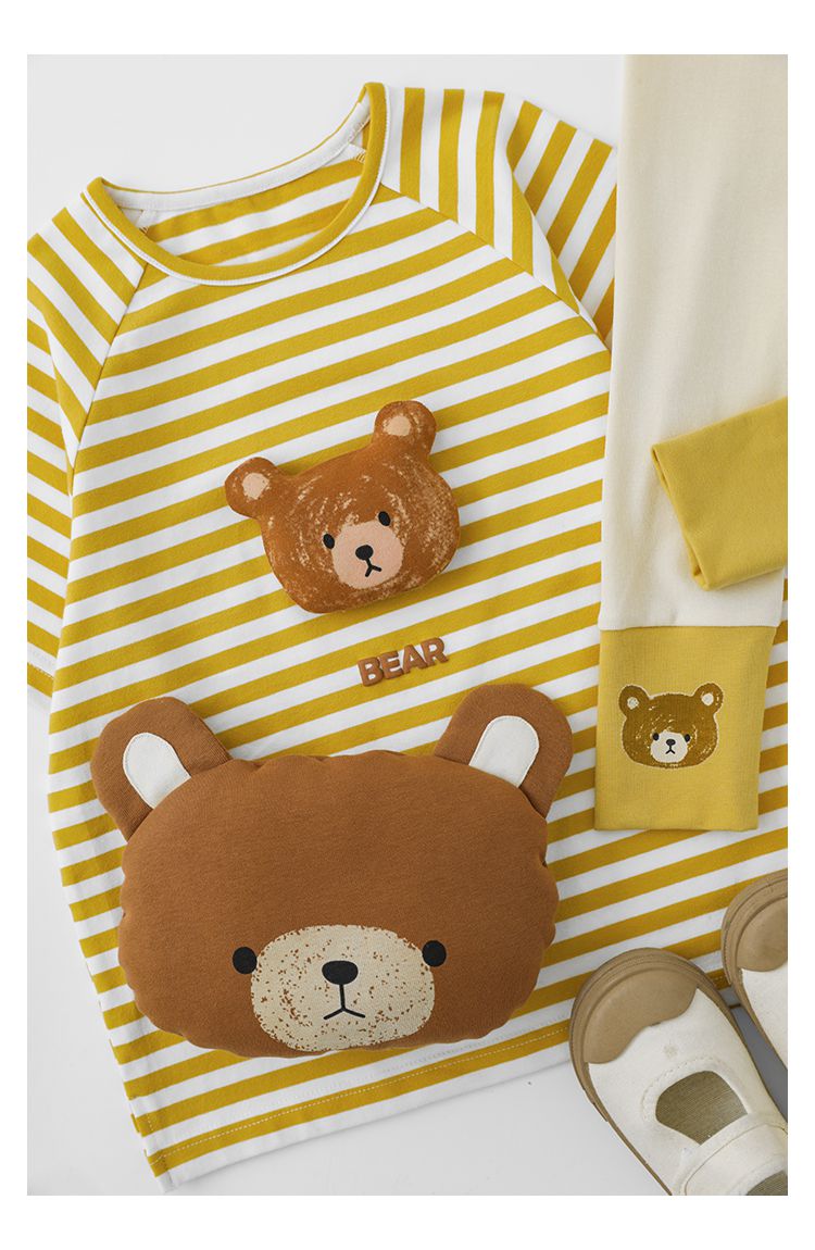 立體條紋休閒短袖上衣-小鴨-粉色