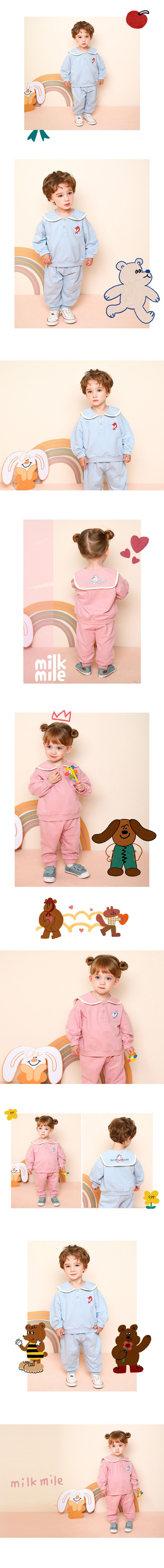 韓國 milk mile - 小熊運動服套裝-藍