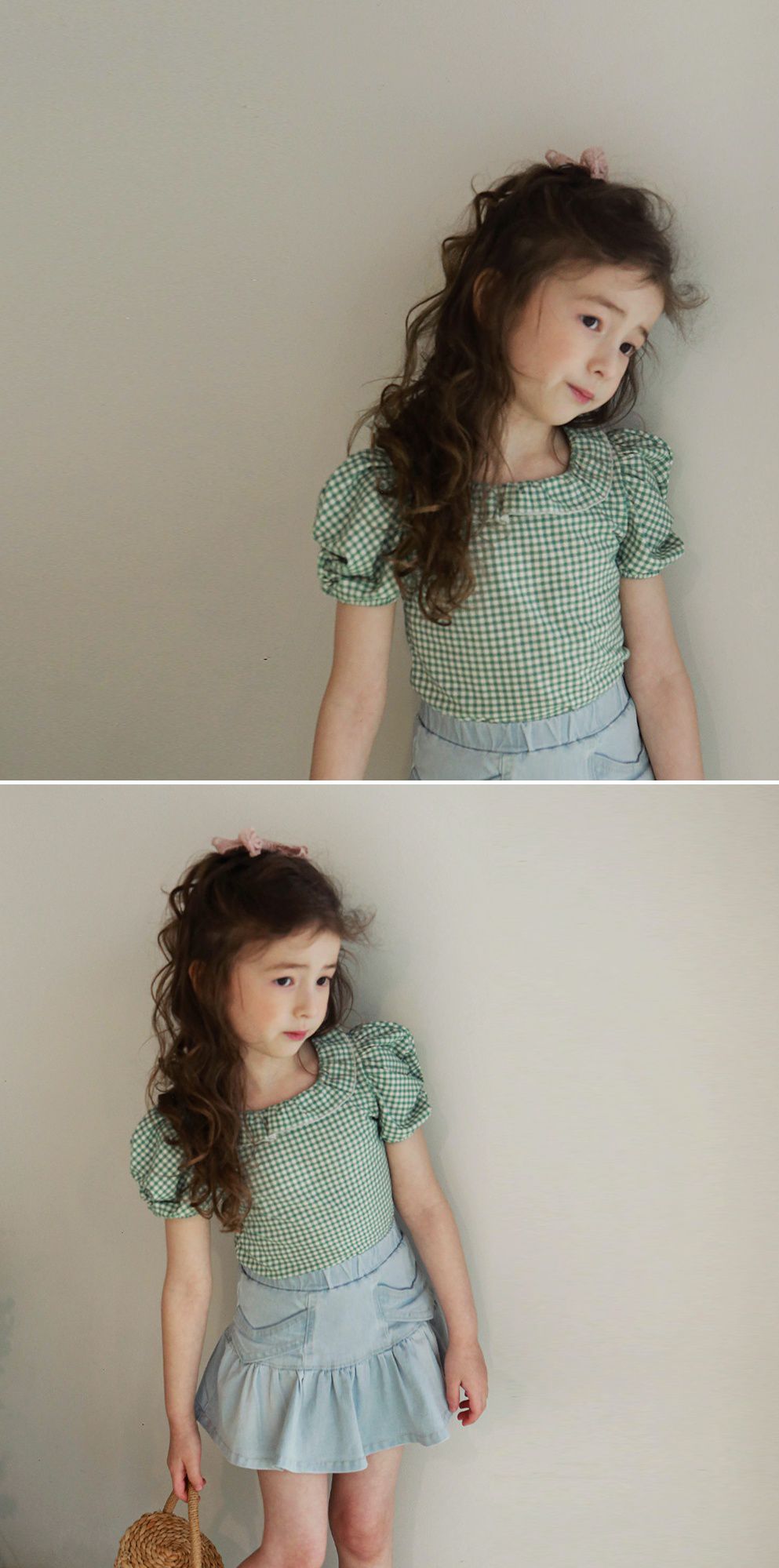 韓國 PuellaFLO - 露背交叉荷葉領公主袖上衣-綠