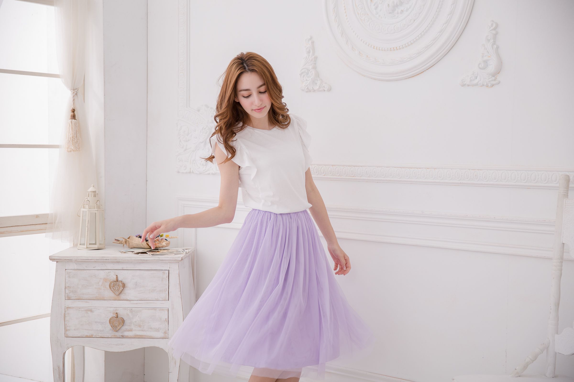 Peachy - 獨家訂製綿柔半身紗裙-半身中長版-薰衣草紫 (F)