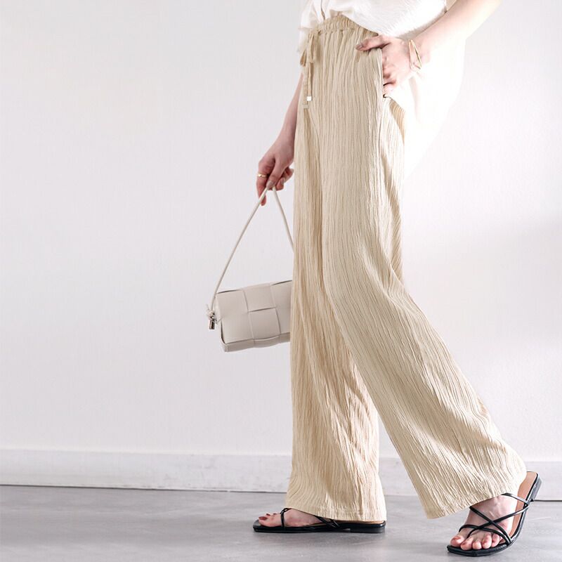 日本 Classical Elf - 浪漫光澤感垂墜感寬褲-黑