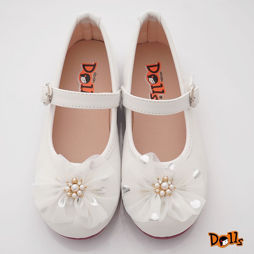 台灣製珍珠蕾絲公主鞋(中大童段)-公主鞋-白