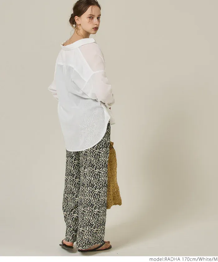 日本 COCA - 純棉透感薄長袖襯衫/薄外套-白