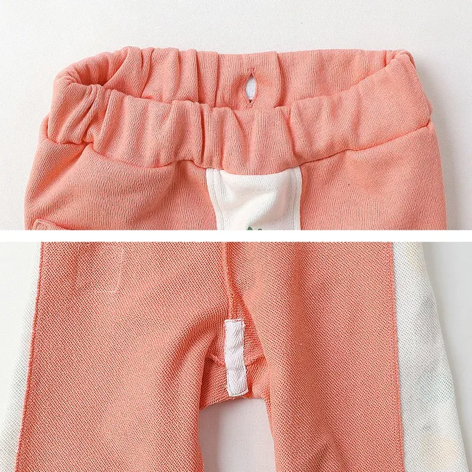 日本 ZOOLAND - 水果樂園 繽紛側邊條裏毛長褲-粉紅