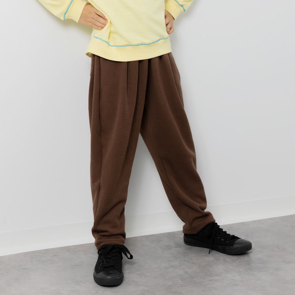 內刷毛羅紋百搭寬鬆長褲-咖啡