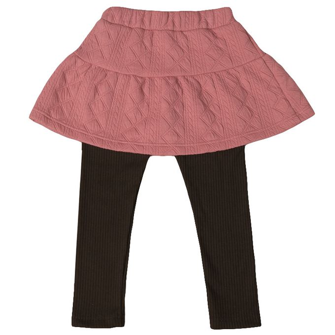 akachan honpo - 10分假兩件裙褲-鋪棉-粉紅色