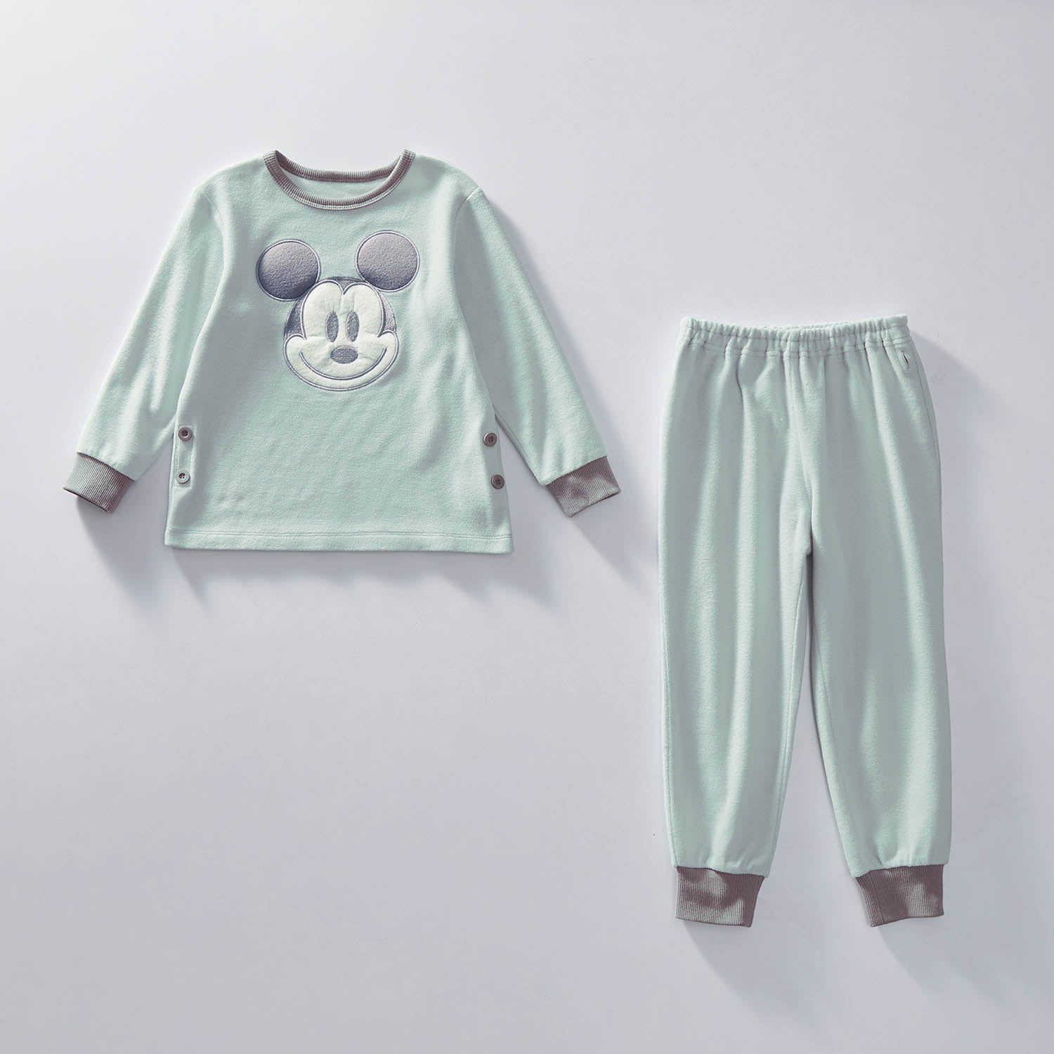 日本千趣會 - 迪士尼 純棉長袖家居服-大頭米奇-灰藍