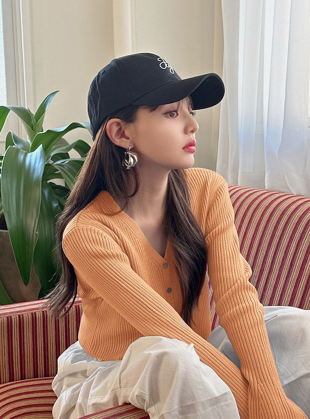 日本 GRL - 早春款V領花朵袖羅紋上衣/薄外套-天使白