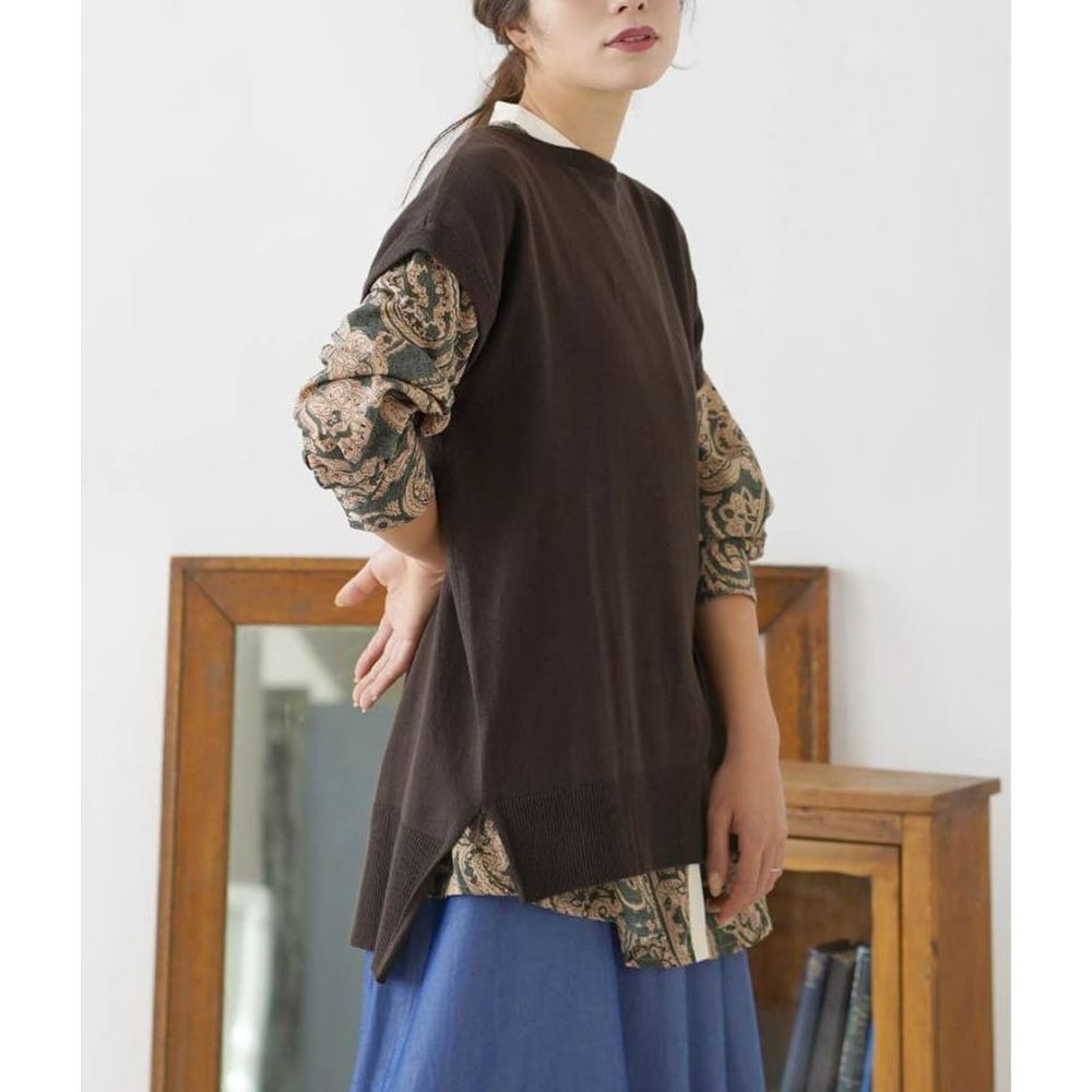日本 zootie - 100%棉 柔軟薄針織短袖上衣-可可棕