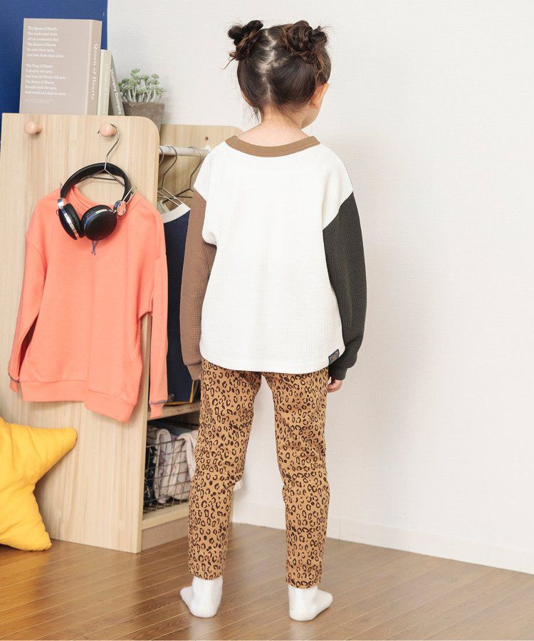 日本 BREEZE - 正反OK！柔軟華夫格長袖上衣-撞色-黃綠灰