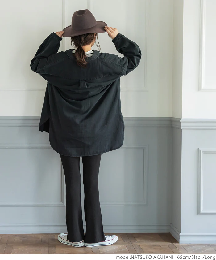 日本 COCA - 修長美腿羅紋微喇叭長褲-深綠