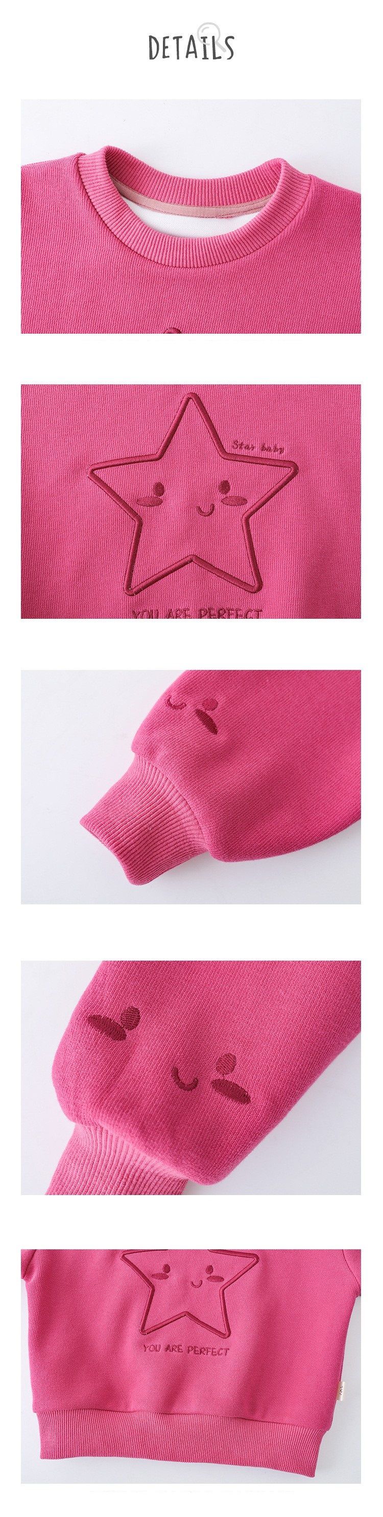 針織刺繡圓領長袖上衣-星星-米白色