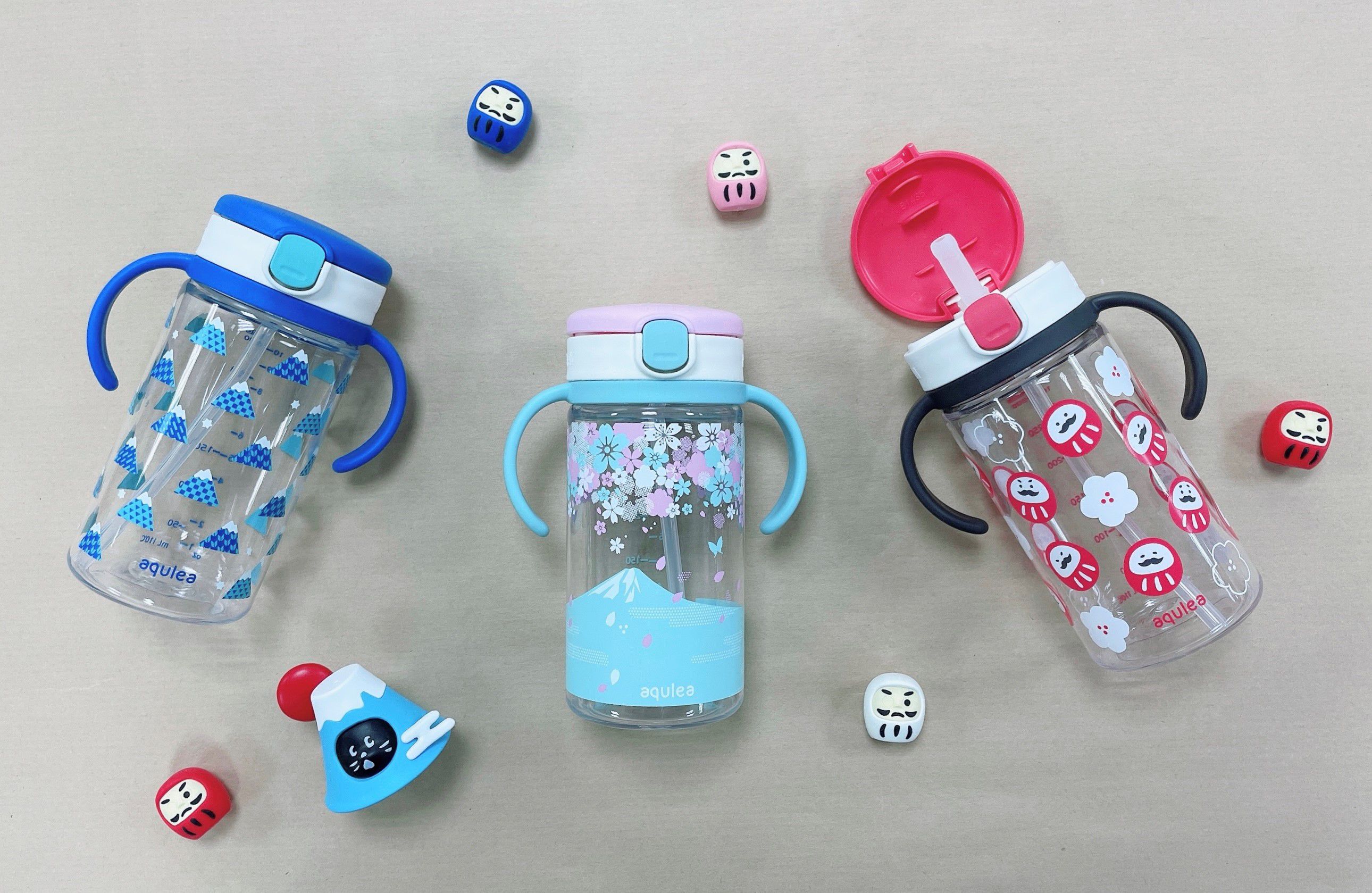 日本 Richell 利其爾 - 兒童隨身吸管水杯-福氣翁-320ml