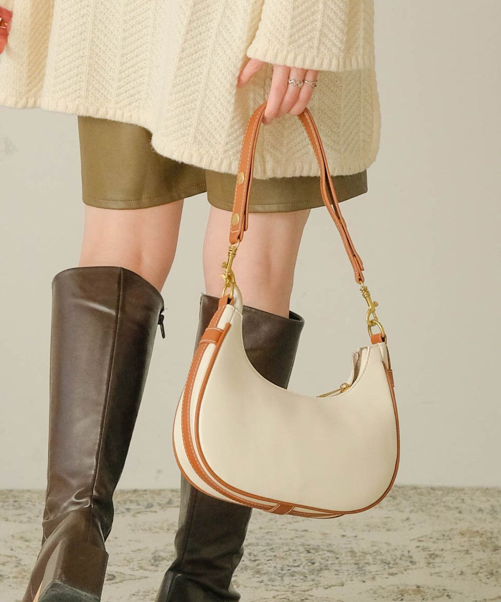 日本 Bab - 時尚皮革滾邊腋下包-黑