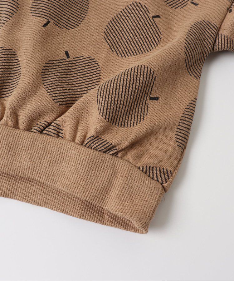 日本 BREEZE - 滿版印花裏毛長袖上衣-蘋果-焦糖