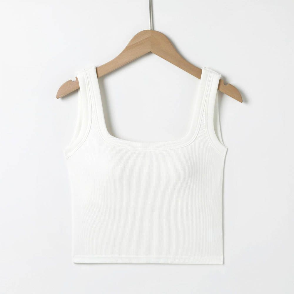 U型美背中短版BRA TOP/附罩杯上衣-白色