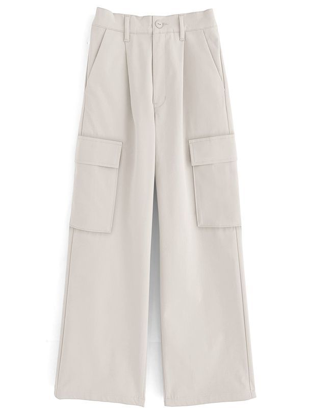 日本 GRL - 休閒百搭工裝口袋長褲-軍綠