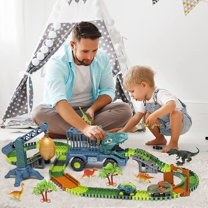 CuteStone - 兒童趣味恐龍卡車軌道玩具套裝組合