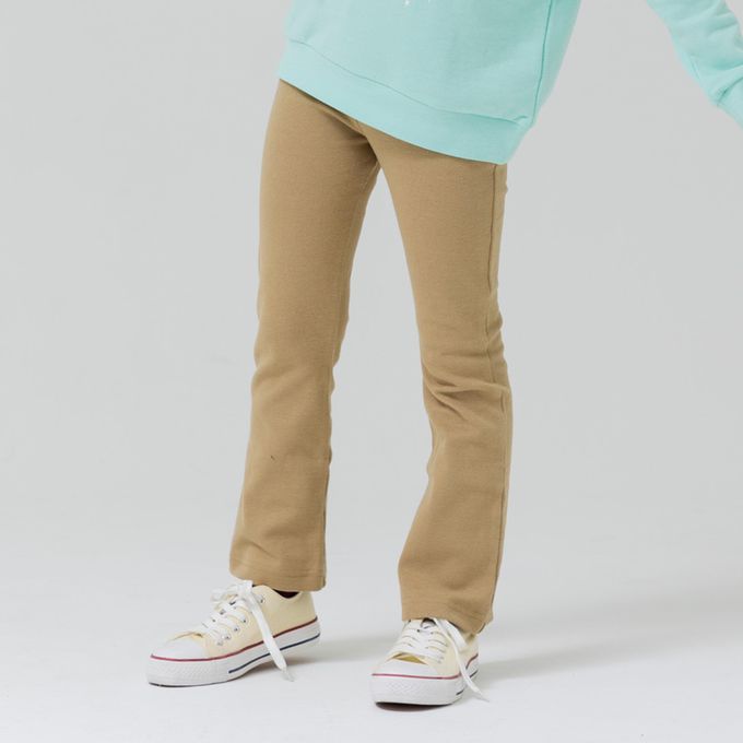 日本 Chil2 - 彈力素色百搭微喇叭褲-粉紅