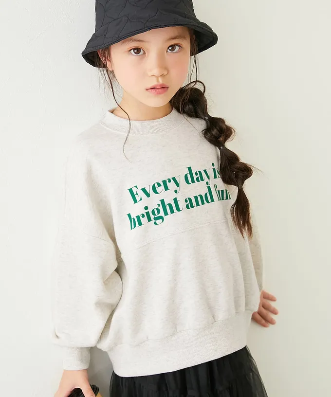 日本 devirock - 英文LOGO寬鬆感落肩長袖大學T-橘