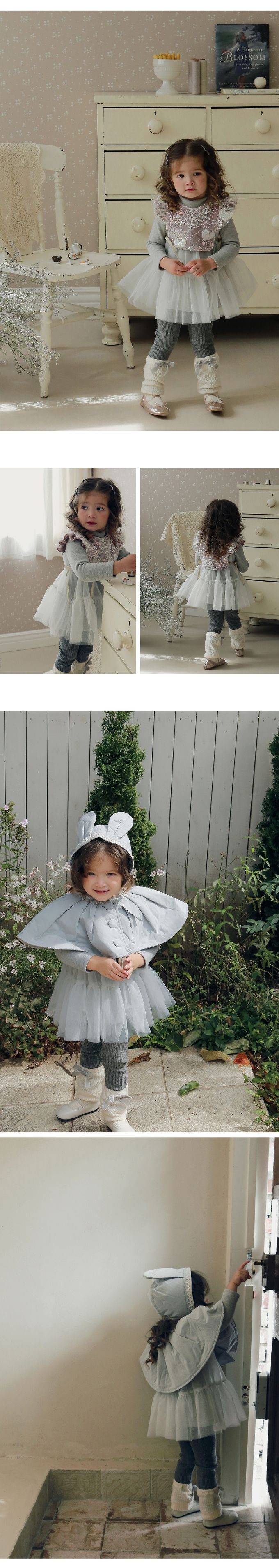 韓國 Puellaflo - 芭蕾女孩網紗拼接連身短洋裝-灰