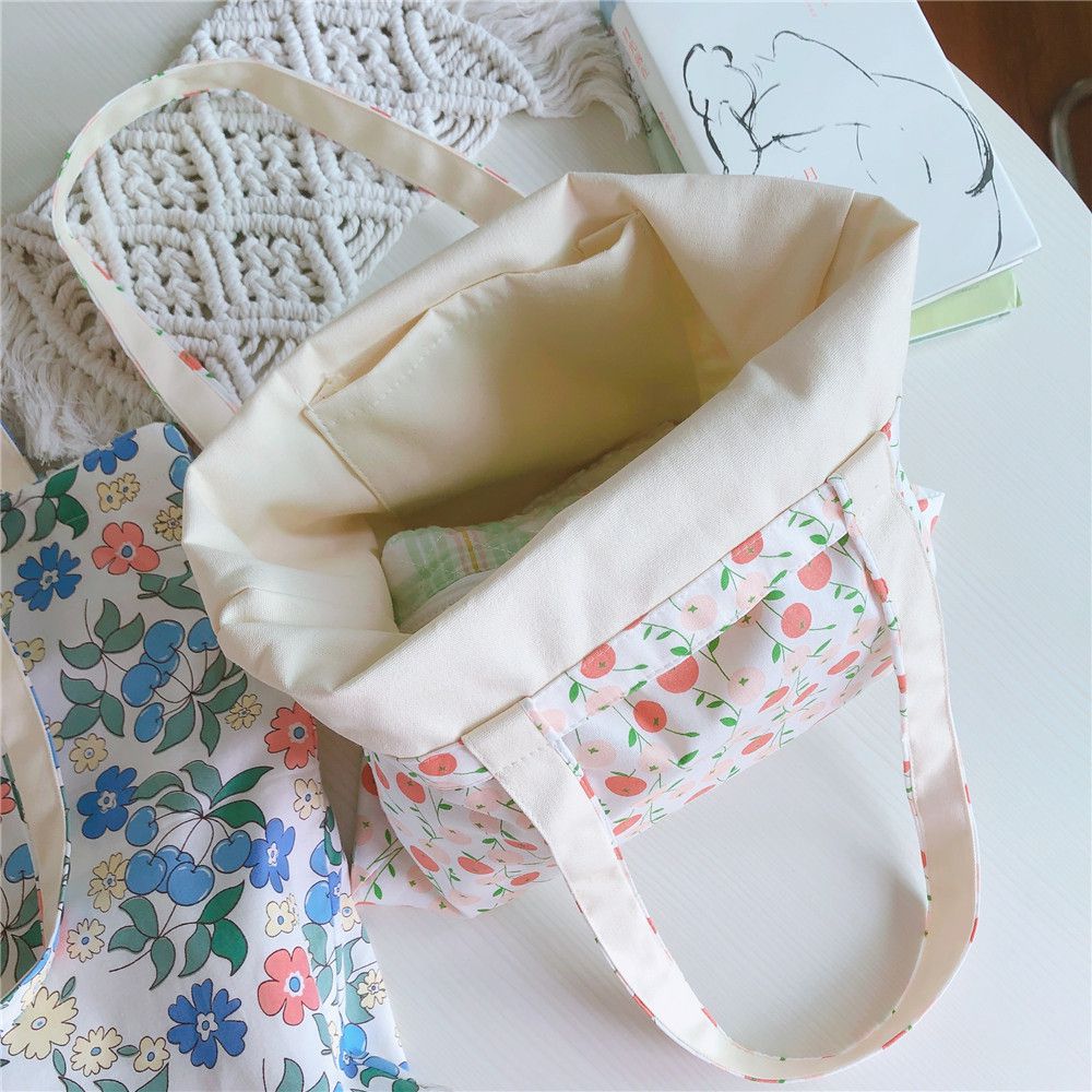 清新單肩手提帆布袋-彩色花果 (37*35cm)