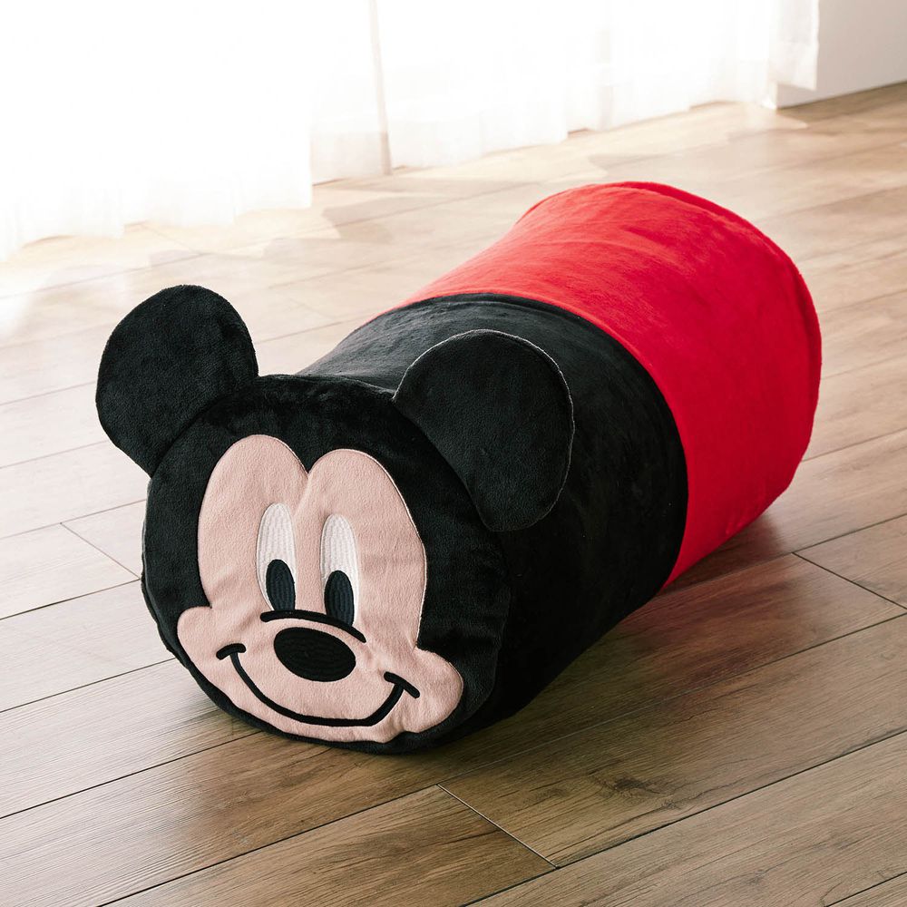 日本千趣會 - 迪士尼圓筒狀棉被收納袋/抱枕-米奇 (40x40x75cm)