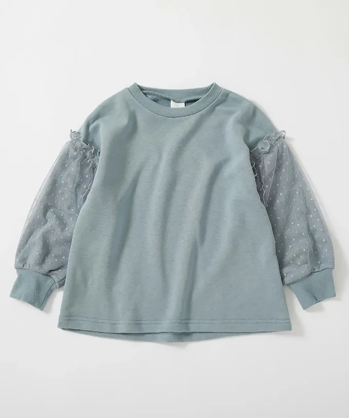 日本 devirock - 夢幻蕾絲拼接長袖上衣-粉紫