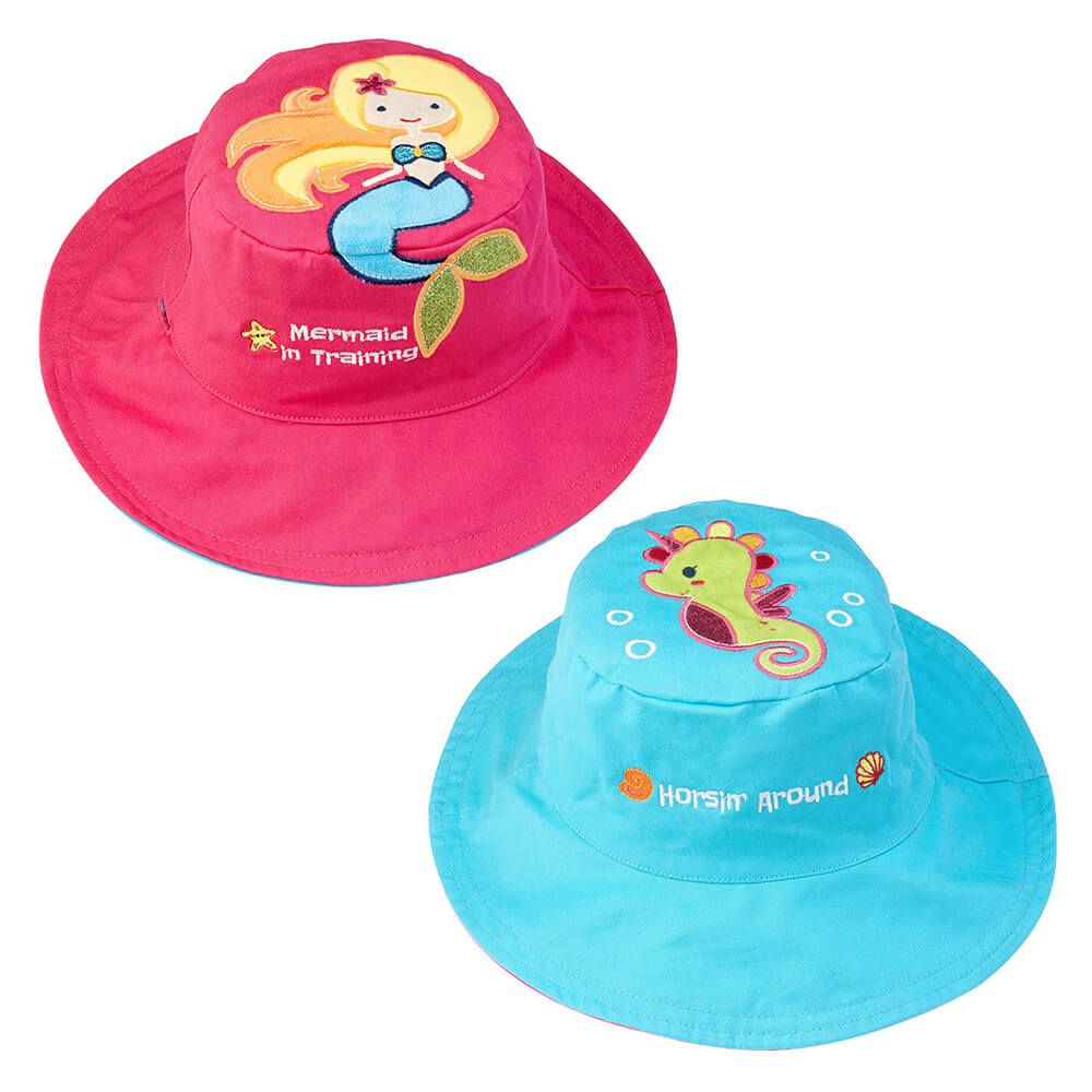 加拿大 flapjackkids - 雙面遮陽帽-美人魚/海馬
