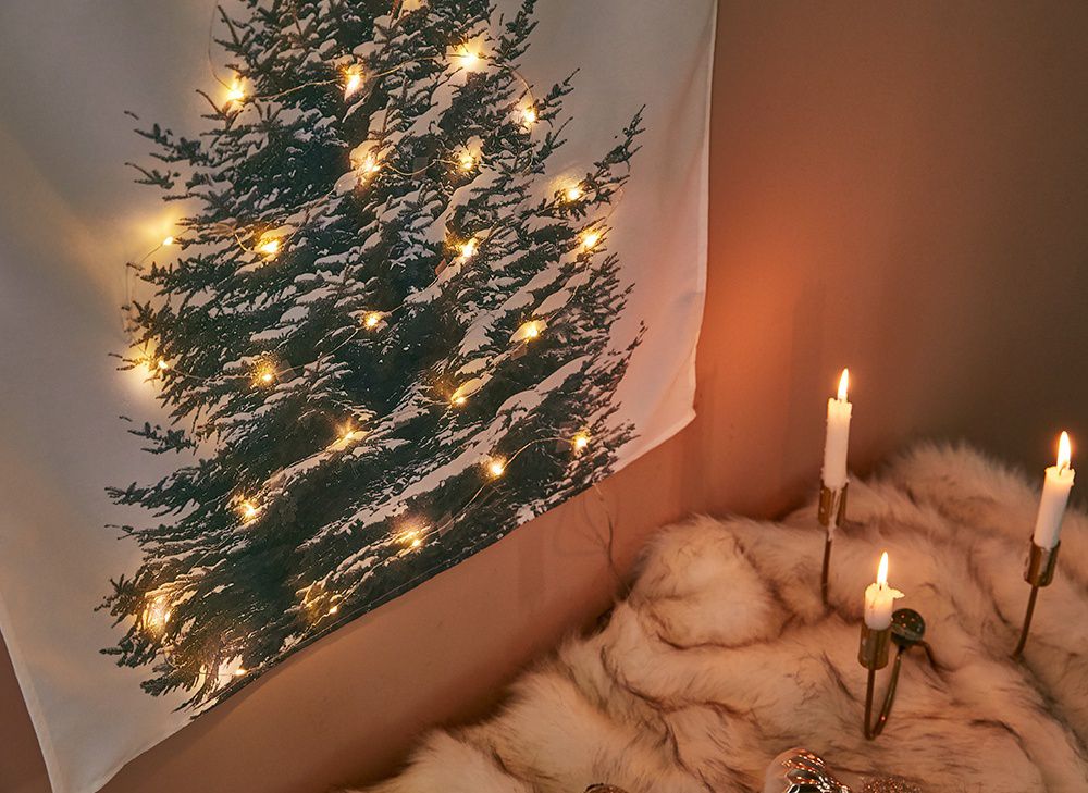 韓國 Bebe Deco - DIY聖誕樹/聖誕壁飾燈(布)-雪景聖誕樹 (67X100cm)