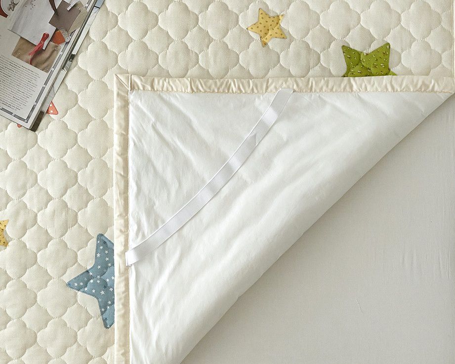 韓國 Prielle - 純棉3層防水墊/保潔墊-溫暖紫花 (Q(150X200cm)-雙人床)