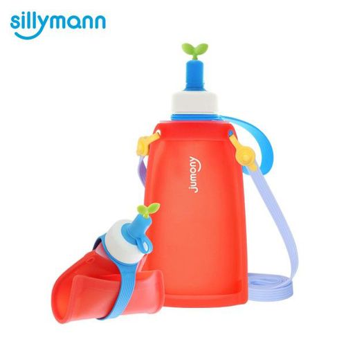 韓國 sillymann - 100%兒童便攜捲式鉑金矽膠水瓶-甜椒紅-300ml
