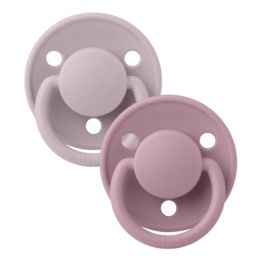 丹麥BIBS - De Lux矽膠安撫奶嘴-圓形-淡紫/藕色0-18m-2入