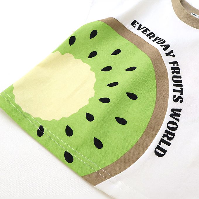 日本 ZOOLAND - 水果切片印花天竺棉短袖上衣-西瓜