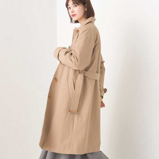 日本 OMNES - 美型簡約英倫風長版大衣/風衣-橘