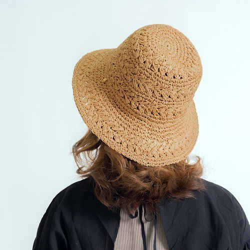 日本 Chepeli - 鐘型手工編織遮陽帽-麻花編織-卡其