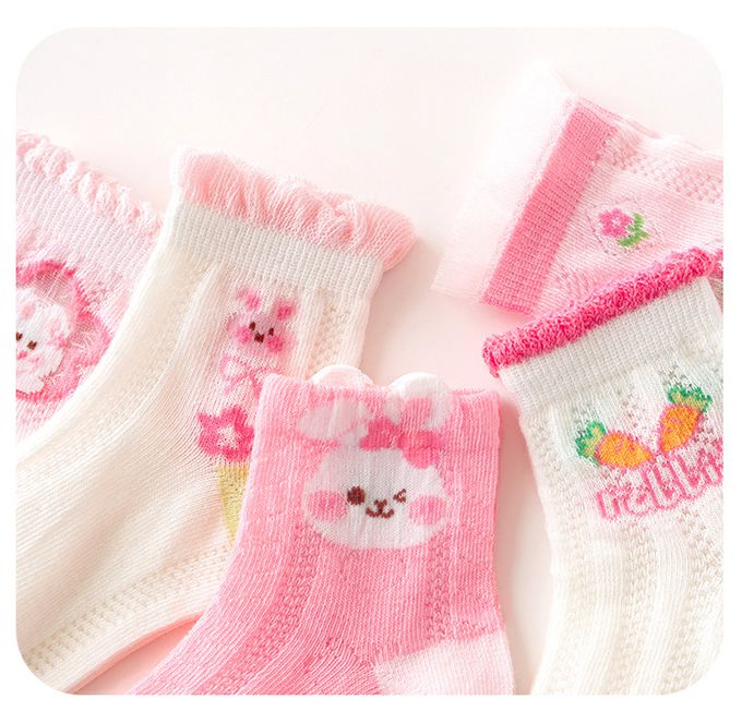 甜心小兔愛胡蘿蔔網眼短筒棉襪