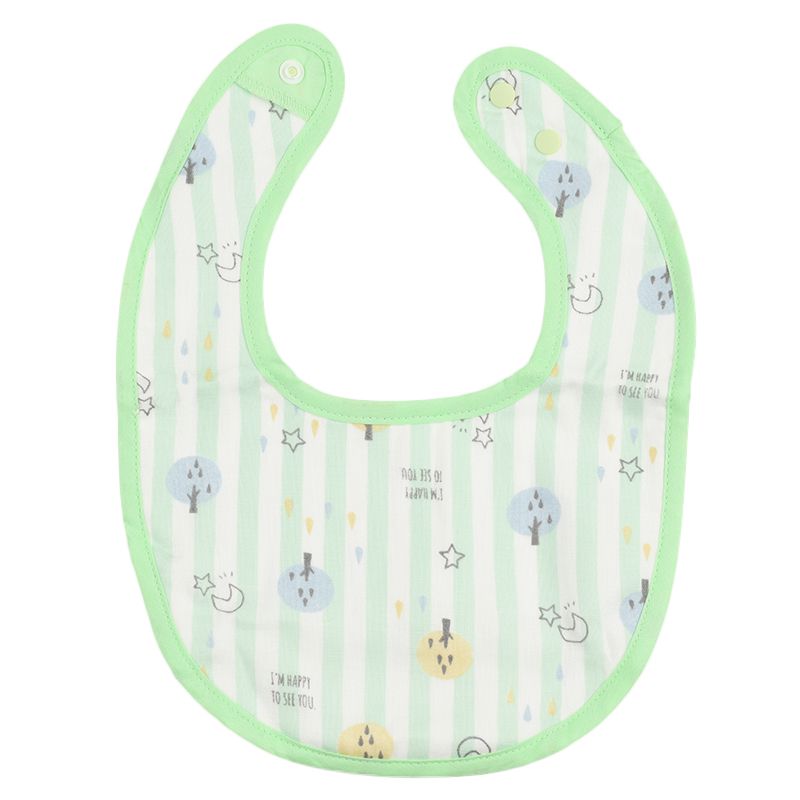 akachan honpo - 雙面毛巾布&棉紗圍兜3件組-藍色 (70cm～95cm)