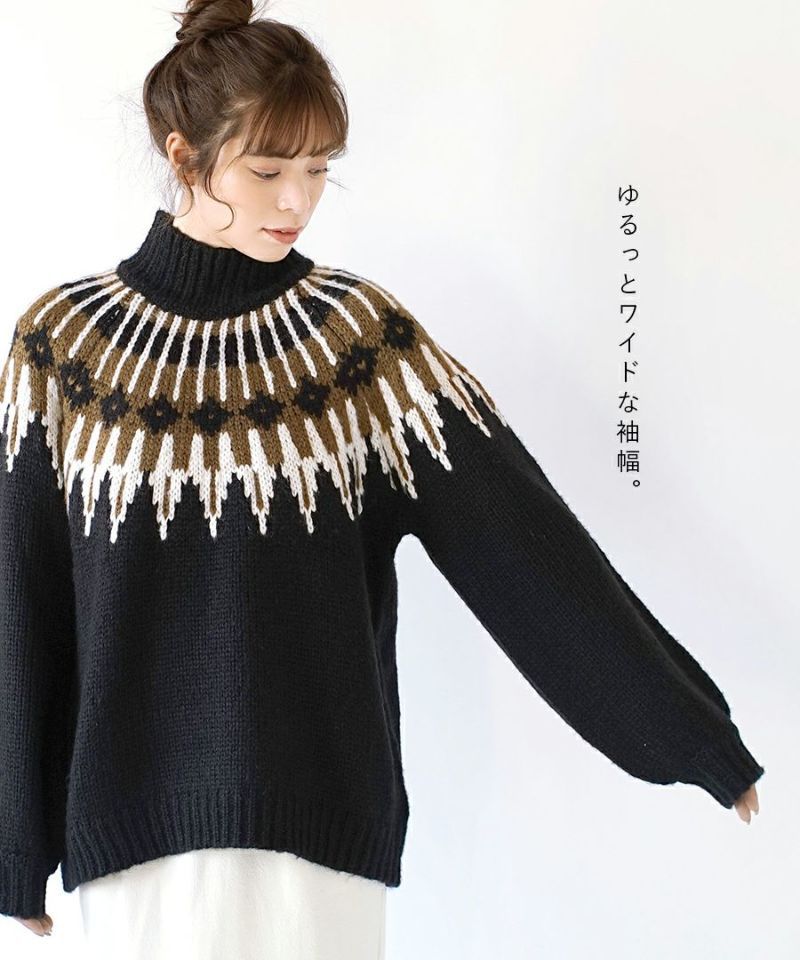 日本 zootie - 歐風質感球心紋針織毛衣-米x藍