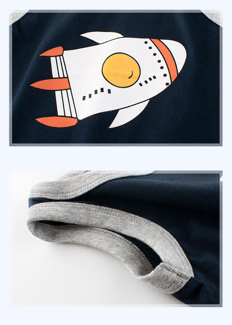 純棉無袖背心上衣-火箭-深藍色